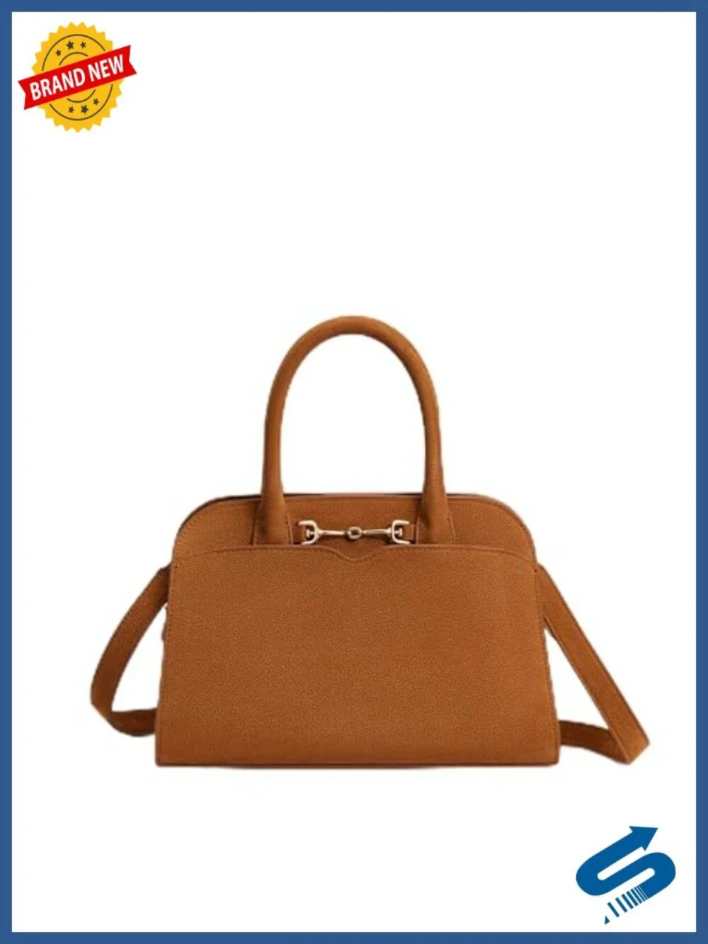 Leather Bowler Satchel with Magnetic Closure and Crossbody Strap